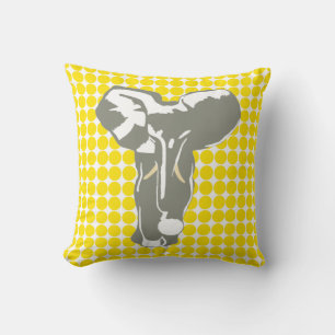 Golden Yellow Safari Dog mit Pop Art Elefant Kissen