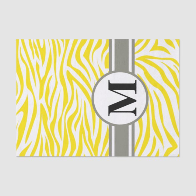 Golden Yellow Safari Zebra mit Monogramm Seidenpapier (Vorderseite)