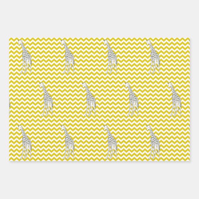 Golden Yellow Safari Zickzack mit Pop Geschenkpapier Set (Vorderseite)