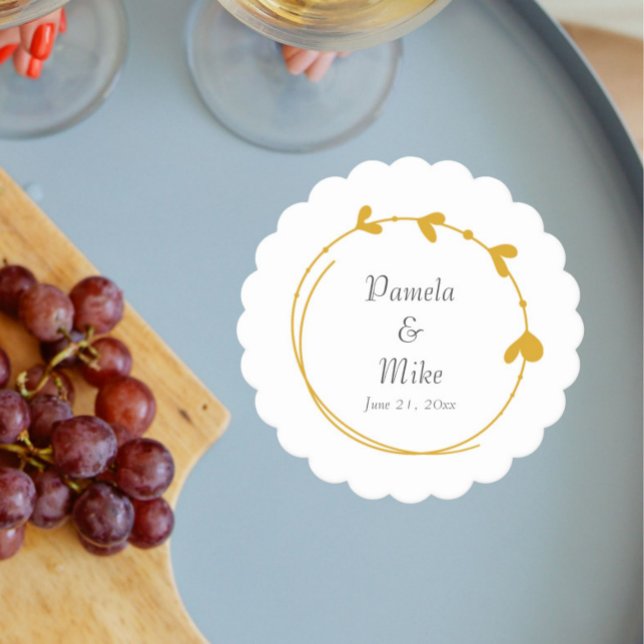 Golden Yellow Simple Heart Wreath Wedding Untersetzer (In Situ Wedding)