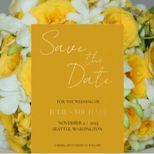 Golden Yellow Simple Style Wedding Save the Date Folieneinladung