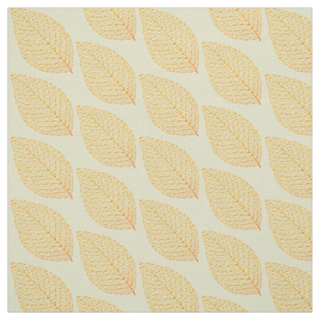 Golden Yellow Skelett Leaf Muster Pastellgrün Stoff (Muster)