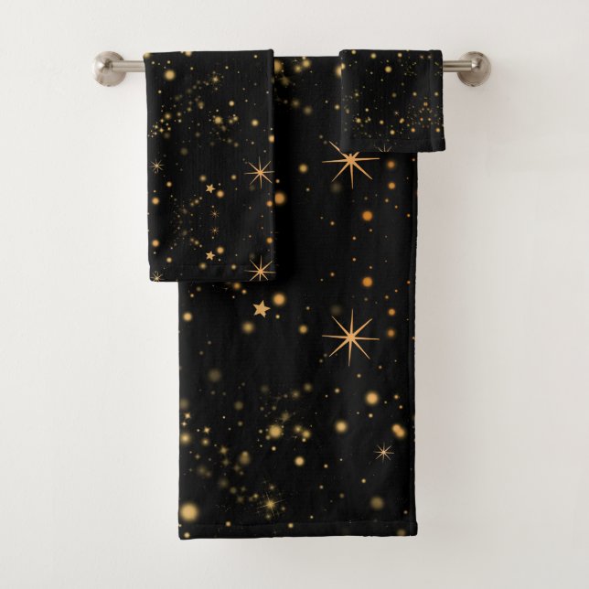 Golden Yellow Stars Black Night Sky (En situation)