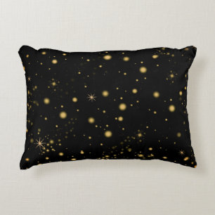 Golden Yellow Stars Black Night Sky Dekokissen