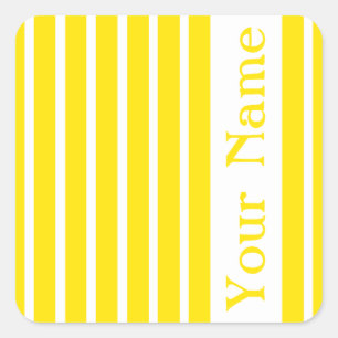 Golden Yellow Strip mit Namen Quadratischer Aufkleber