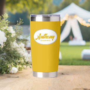 Golden Yellow Stylisierte Wedding Trauzeuge Thermobecher