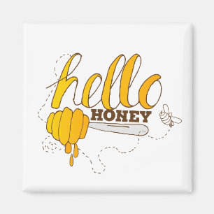 Golden Yellow und Brown Hello Honey Magnet
