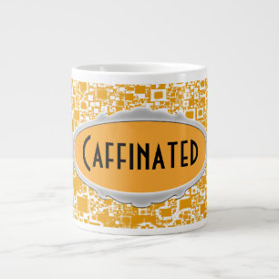 Golden Yellow und White Mini Tile Design Jumbo-Tasse