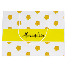 Golden Yellow Wildflower  Monogram Name Gift Bag