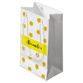 Golden Yellow Wildflower  Monogram Name Gift Bag Kleine Geschenktüte