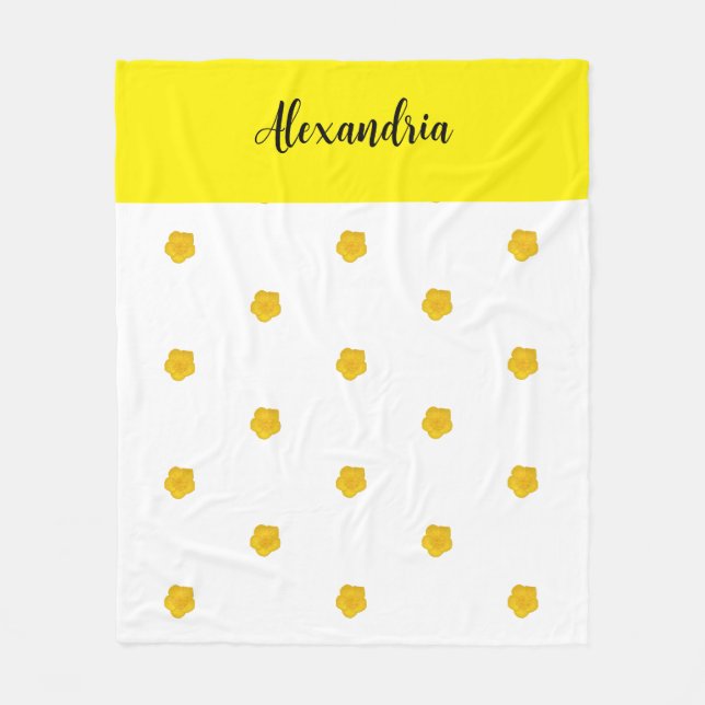 Golden Yellow Wildflower Photo Name Monogram Fleecedecke (Vorderseite)