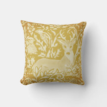 Golden Yellow Woodland Deer Floral Nature