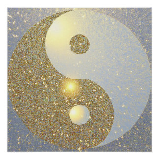 Golden Ying Yang Poster