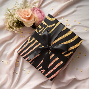 Golden Zebra Glittery Pattern Geschenkpapier