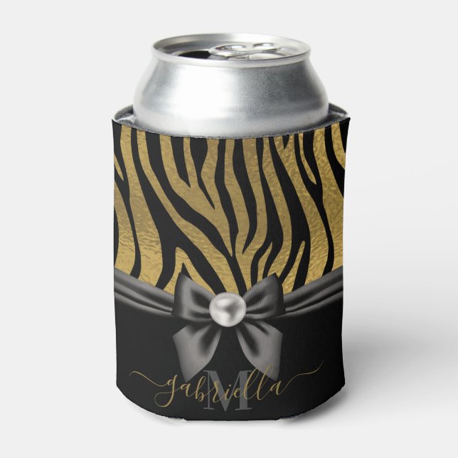 Golden Zebra Print and Bow Dosenkühler (Kanne Vorderseite)