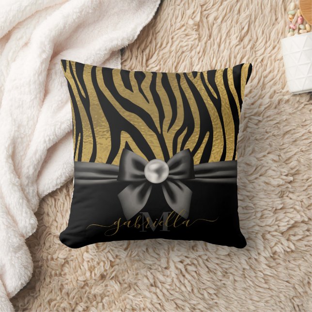 Golden Zebra Print and Bow Kissen (Decke)