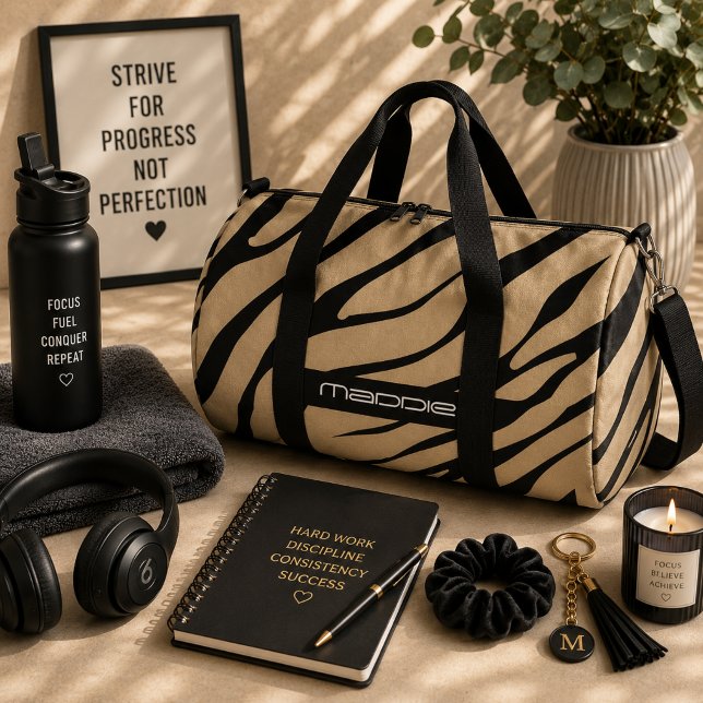 Golden Zebra Stripes Muster Duffle Bag (Von Creator hochgeladen)
