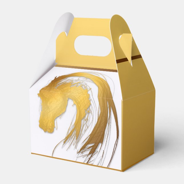 Golden Zeichnend Pferdejahr Zodiac Gable Fevor Box Geschenkschachtel (Vorderseite)
