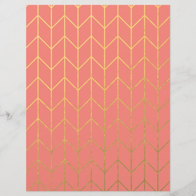 Golden Zickzack Coral Rosa Hintergrund Moderner Ch Flyer (Vorne)