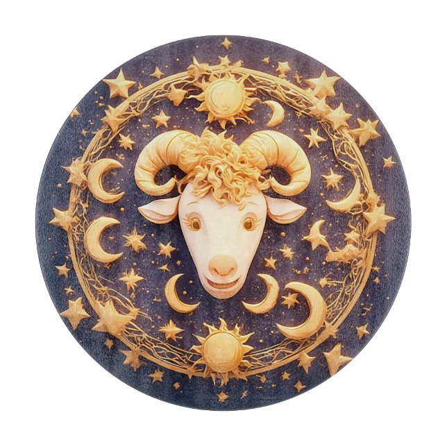 Golden Zodiac Aries Symbol Schneidebrett (Vorderseite)