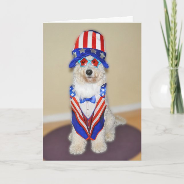 Goldendoodale patriotische Karte (Vorderseite)