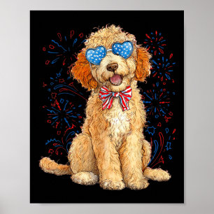Goldendoodle 4. Juli Patriotischer Golden Doodle D Poster