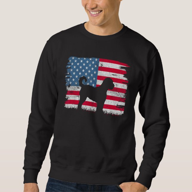 Goldendoodle American Flag USA 4th of July Men Wom Sweatshirt (Vorderseite)