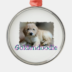 Goldendoodle Art Silbernes Ornament