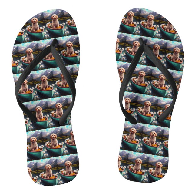 Goldendoodle auf dem Paddle: Ein Landschaftliches  Flip Flops (Fußbett)