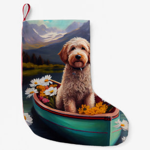 Goldendoodle auf einem Paddel: Ein landschaftliche Kleiner Weihnachtsstrumpf