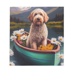 Goldendoodle auf einem Paddel: Ein landschaftliche Notizblock