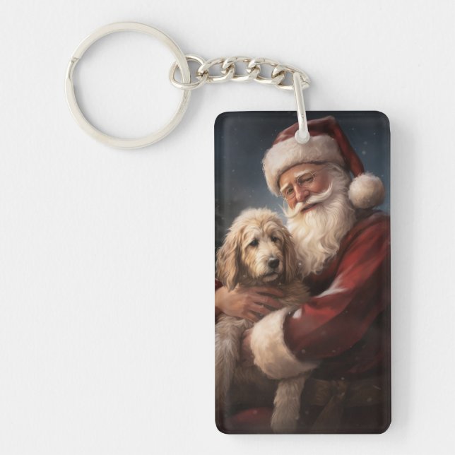 Goldendoodle avec Noël Festif du Père Noël (Devant)