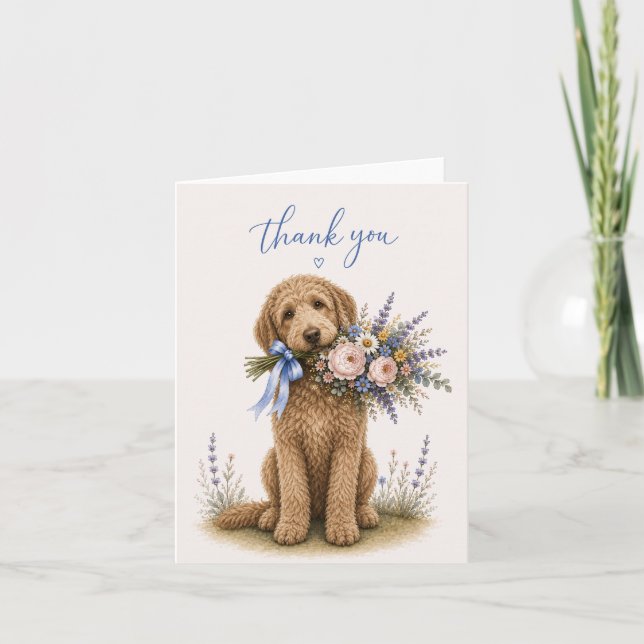 Goldendoodle-Blumenstrauß Danke (Vorderseite)