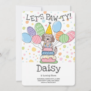 Goldendoodle Chien Anniversaire Fête Invitation