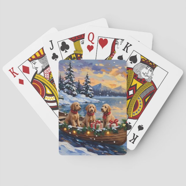 Goldendoodle Christmas Boat Holiday Spielkarten (Rückseite)