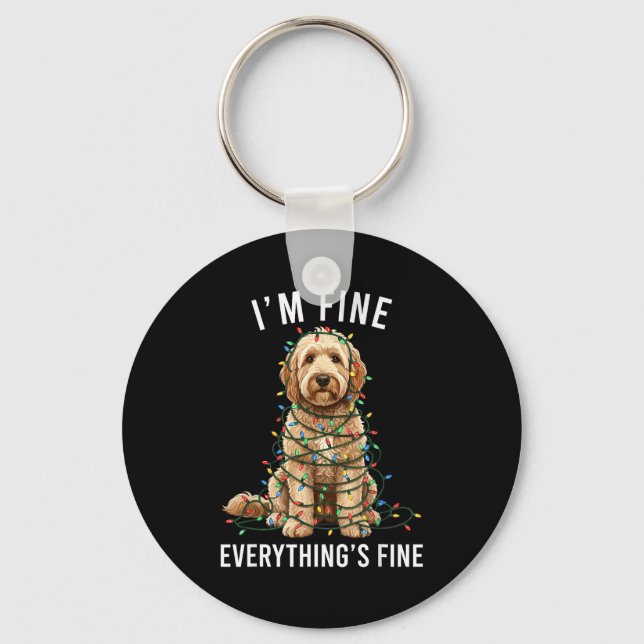 Goldendoodle Christmas I'm Fine Everything Is Fine Schlüsselanhänger (Vorderseite)