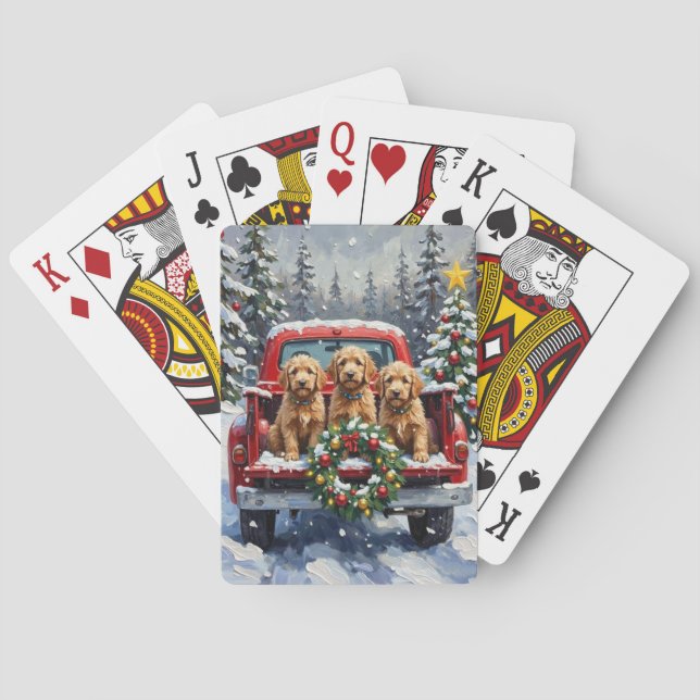 Goldendoodle Christmas Red Truck Holiday Spielkarten (Rückseite)