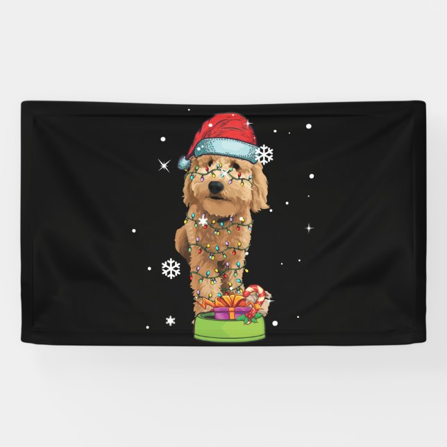 Goldendoodle Christmas Santa Funny Dog Lover Gift Banner (Horizontal)