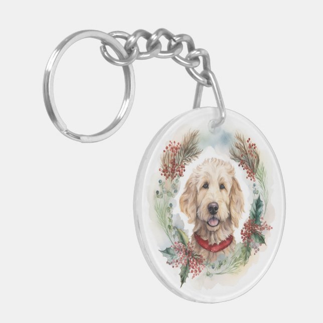 Goldendoodle Christmas Wreath Festive Pup (Devant gauche)