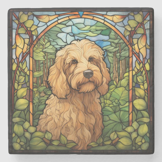 Goldendoodle Dog Art Steinuntersetzer (Vorderseite)