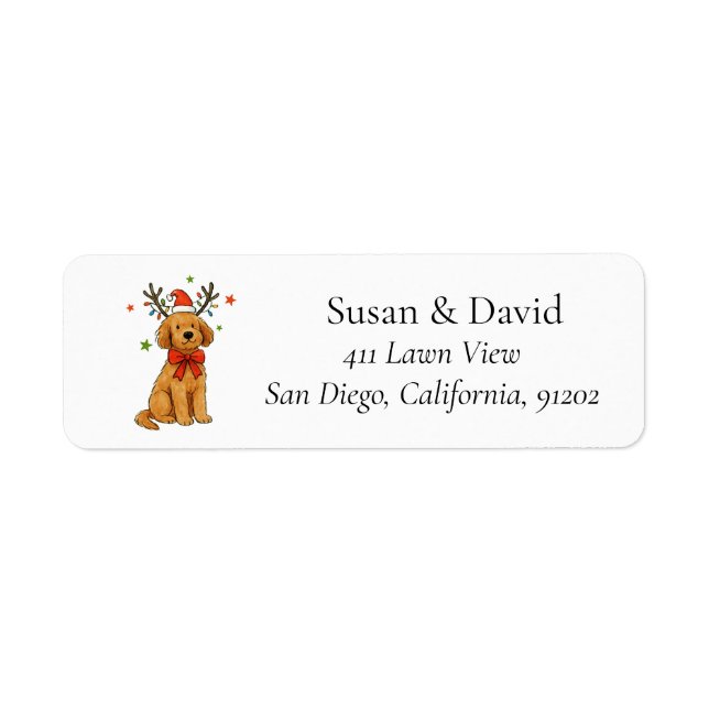 Goldendoodle Dog Christmas Santa Hat Antlers Puppy (Vorne)