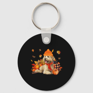 Goldendoodle Dog Fall Scarf Leopard Pumpkins Autum Schlüsselanhänger