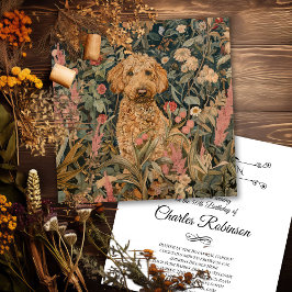 Goldendoodle Dog im William Morris Style Garden Dankeskarte