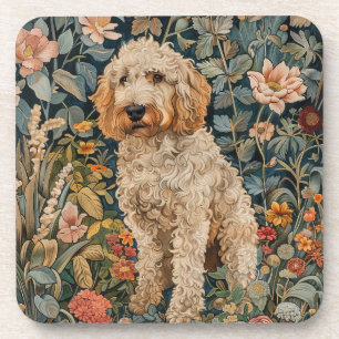 Goldendoodle Dog im William Morris Style Garden Getränkeuntersetzer