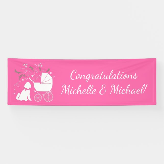 Goldendoodle Dog Kinderdusche Pink Girl Banner (Horizontal)