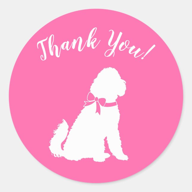 Goldendoodle Dog Kinderdusche Pink Girl Runder Aufkleber (Vorderseite)
