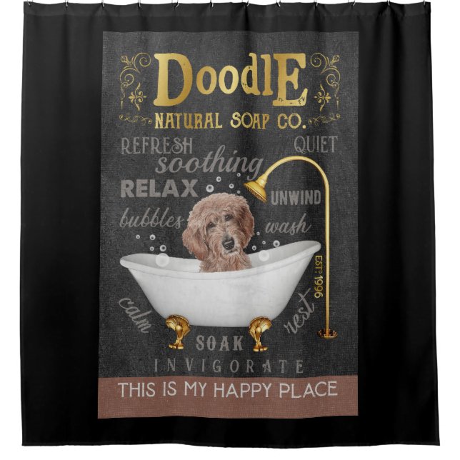 Goldendoodle Dog Natural Bath Soap Company Canvas Duschvorhang (Vorderseite)