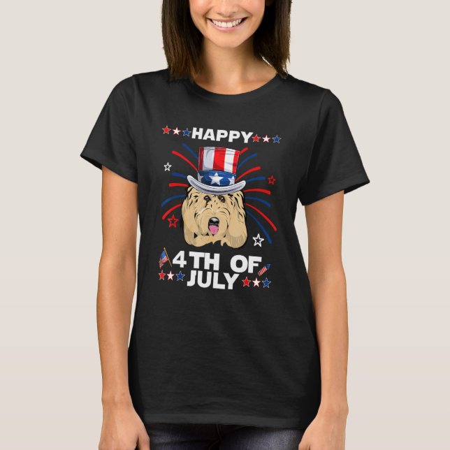 Goldendoodle Dog Patriotic American 4th Of July Do T-Shirt (Vorderseite)