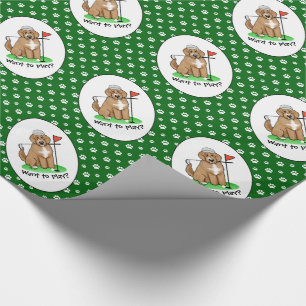 Goldendoodle Dog Playing Golf (Red whmk2) Niedlich Geschenkpapier