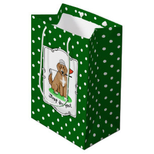 Goldendoodle Dog Playing Golf (Red whmk2) Niedlich Mittlere Geschenktüte